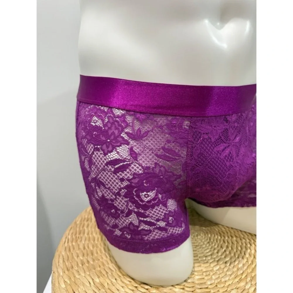 Cosabella Never Say Never Lace Classic Trunk Boxer Brief Swiss Beet size L NWT